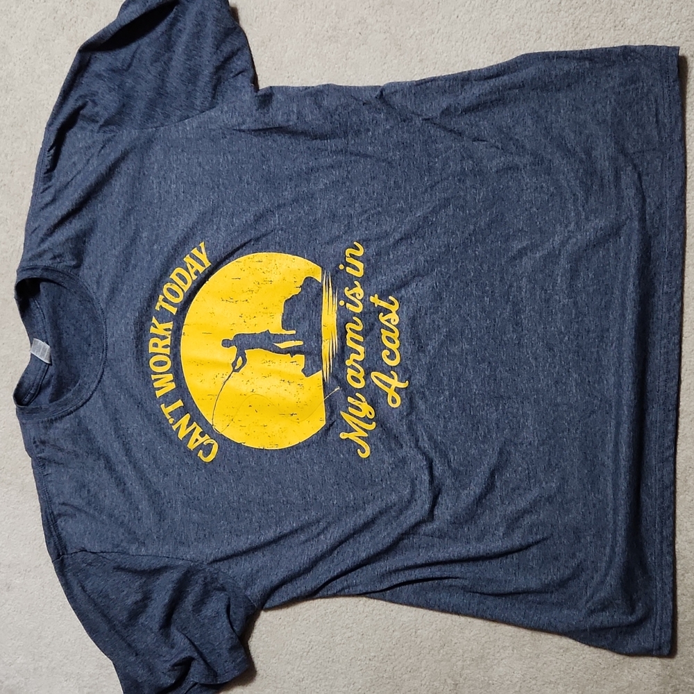 Fishing T-Shirt Heathered Blue/Gold Gildan - XL